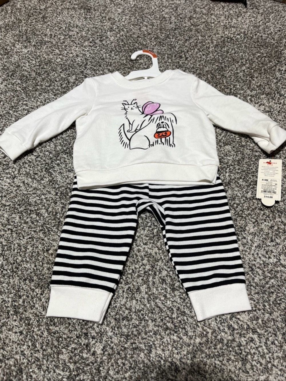 Cat & Jack Fall Cat Dog Halloween Baby Outfit 6-9 Months Two Pieces NWT
